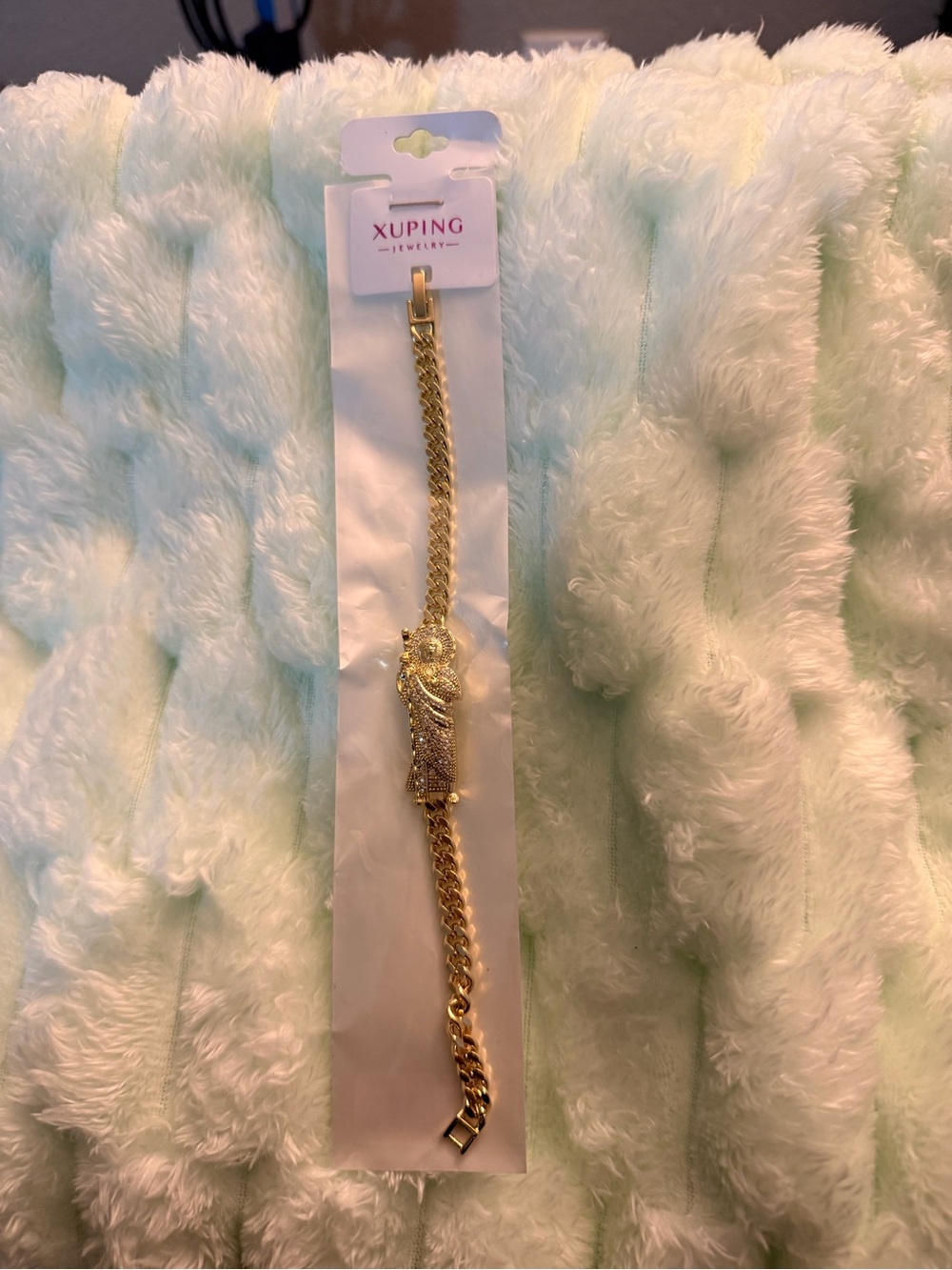 Ping Gold-Tone Pave Crystal Curb Link Bracelet